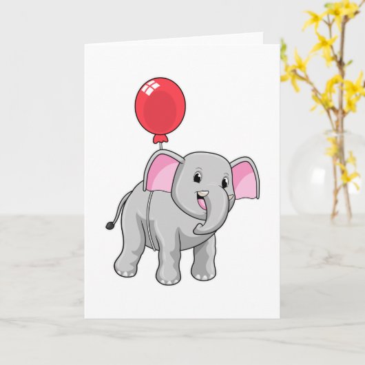 Elephant met ballon kaart (Gele Bloem)