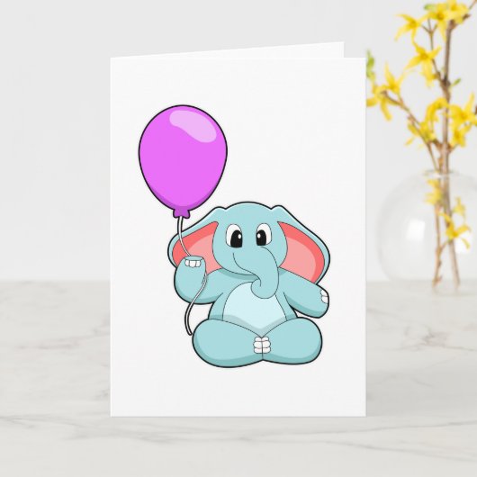 Elephant met ballon kaart (Gele Bloem)