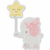Elephant met ballon, kroon, luchtige olifant, ster sticker (Voorkant)