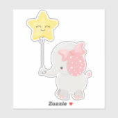 Elephant met ballon, kroon, luchtige olifant, ster sticker (Vel)