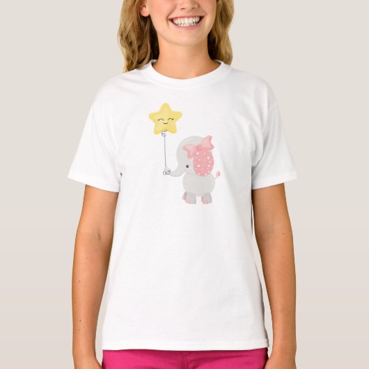 Elephant met ballon, kroon, luchtige olifant, ster t-shirt (Voorkant)