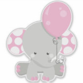 Elephant met ballon, luiend oog - roze grijs sticker (Voorkant)
