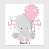 Elephant met ballon, luiend oog - roze grijs sticker (Vel)
