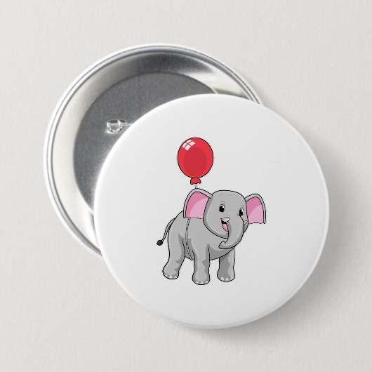 Elephant met ballon ronde button 7,6 cm (Voorkant /achterkant)