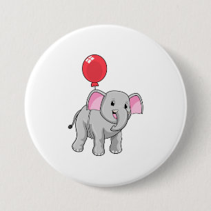 Elephant met ballon ronde button 7,6 cm
