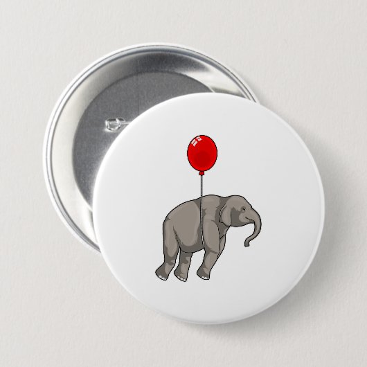 Elephant met ballon ronde button 7,6 cm (Voorkant /achterkant)