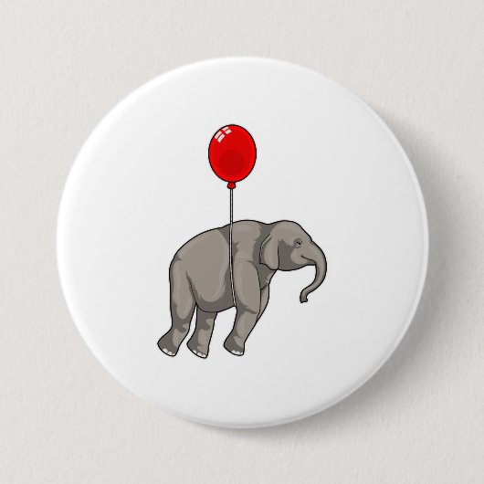 Elephant met ballon ronde button 7,6 cm (Voorkant)