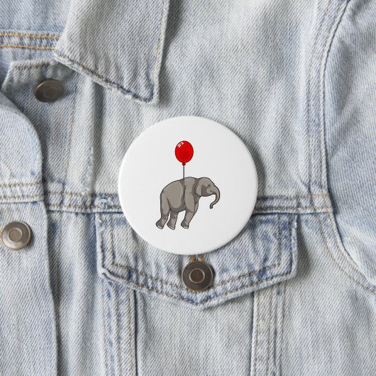 Elephant met ballon ronde button 7,6 cm (In situ)