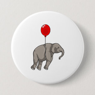 Elephant met ballon ronde button 7,6 cm