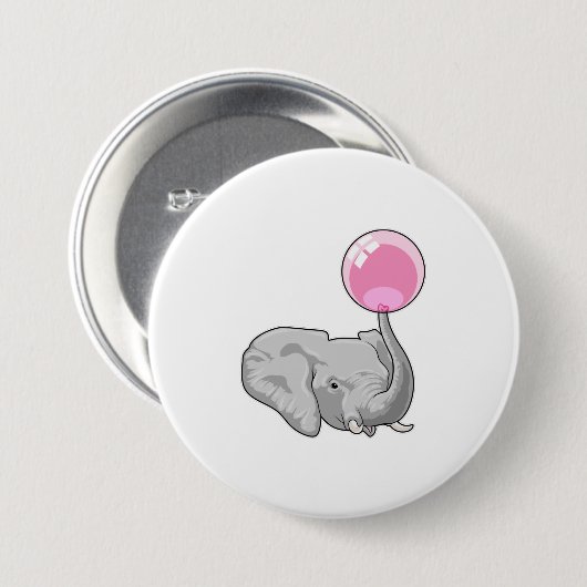 Elephant met ballon ronde button 7,6 cm (Voorkant /achterkant)