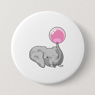 Elephant met ballon ronde button 7,6 cm