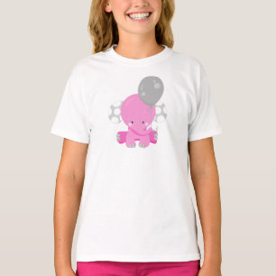 Elephant met ballon, roze olifant, stolend dier t-shirt