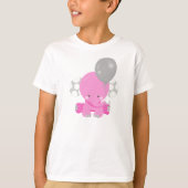 Elephant met ballon, roze olifant, stolend dier t-shirt (Voorkant)
