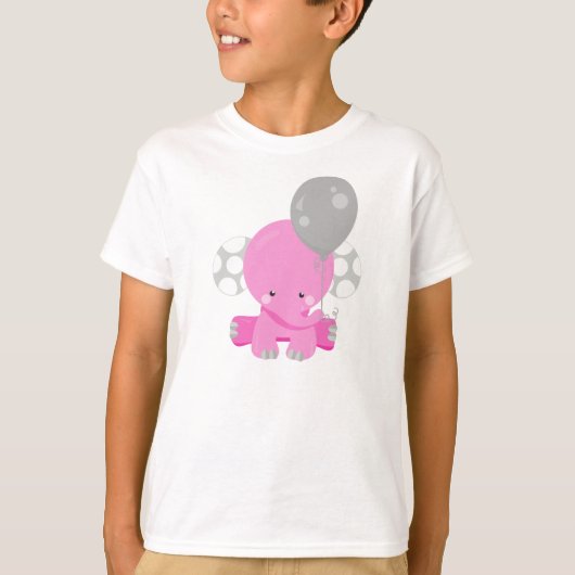 Elephant met ballon, roze olifant, stolend dier t-shirt (Voorkant)