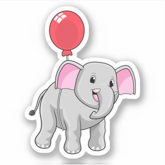 Elephant met ballon sticker (Voorkant)
