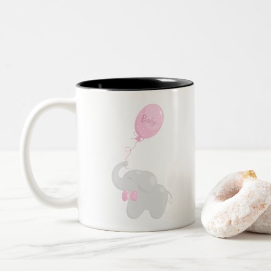 Elephant met ballon tweekleurige koffiemok (Met donut)