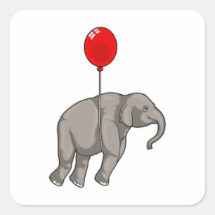 Elephant met ballon vierkante sticker