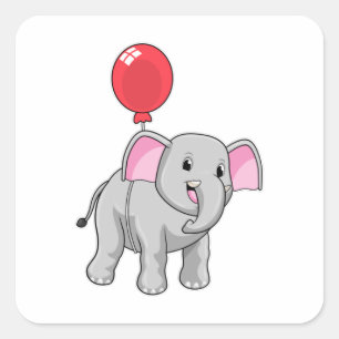 Elephant met ballon vierkante sticker