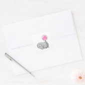 Elephant met ballon vierkante sticker (Envelop)