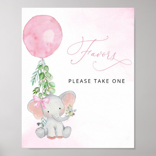Elephant met ballonvaardig Baby shower Decor Favor Poster (Voorkant)