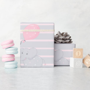 Elephant met ballonvaardig Baby shower Girl Cadeaupapier
