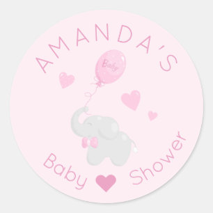 Elephant met ballonvaardig Baby shower Girl Ronde Sticker