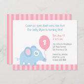 Elephant met ballonvaardige Kinderen eerste verjaa Kaart (Voorkant / Achterkant)