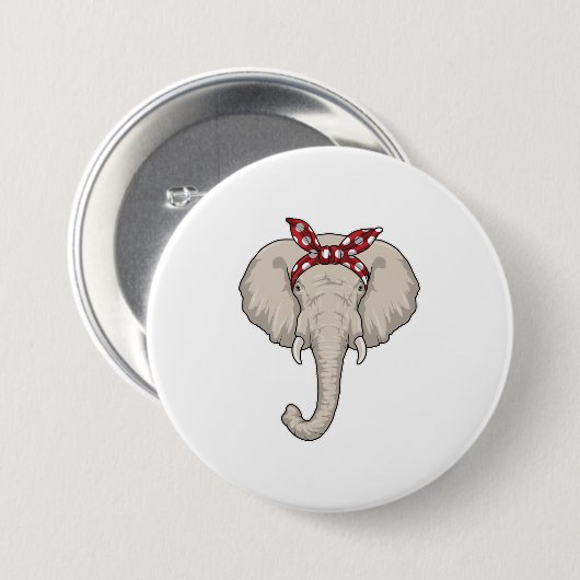 Elephant met Bandana Ronde Button 7,6 Cm (Voorkant /achterkant)