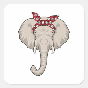 Elephant met Bandana Vierkante Sticker