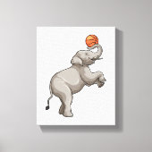 Elephant met Basketball Canvas Afdruk (Voorkant)