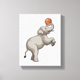 Elephant met Basketball Canvas Afdruk