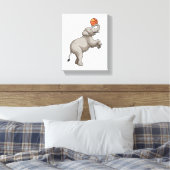 Elephant met Basketball Canvas Afdruk (Insitu (Slaapkamer))