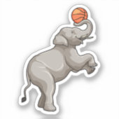 Elephant met Basketball Sticker (Voorkant)