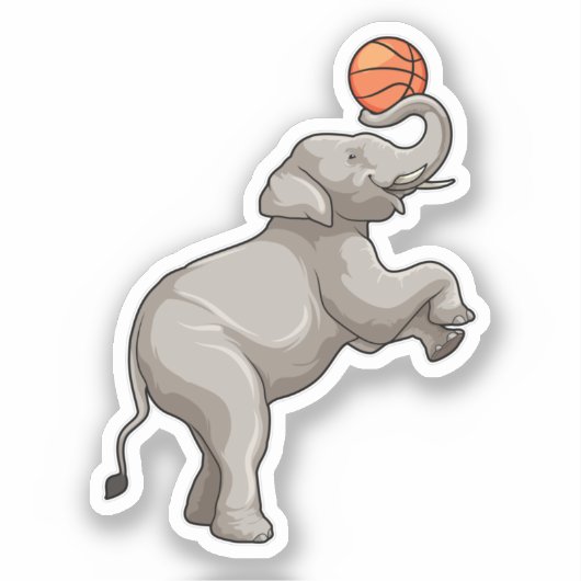 Elephant met Basketball Sticker (Voorkant)