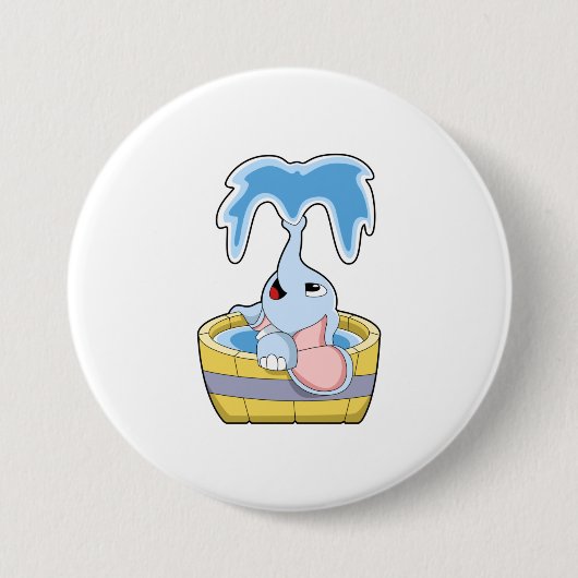 Elephant met Bathtub vol water Ronde Button 7,6 Cm (Voorkant)