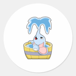 Elephant met Bathtub vol water Ronde Sticker
