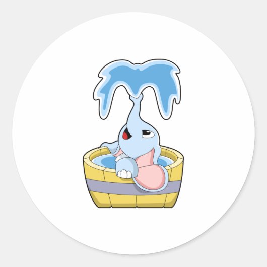 Elephant met Bathtub vol water Ronde Sticker (Voorkant)
