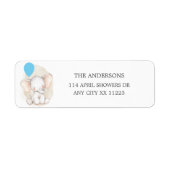 Elephant met blauw ballonbaby shower etiket (Voorkant)