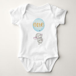 Elephant met Blauwe Ballon 1st Birthday Romper