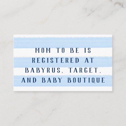 Elephant met blauwe strepes Baby register Visitekaartje (Achterkant)