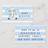 Elephant met blauwe strepes Baby register Visitekaartje (Voorkant / Achterkant)