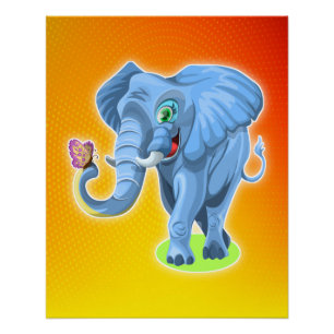 Elephant met Butterfly-fotoafdrukken Perfect Poster