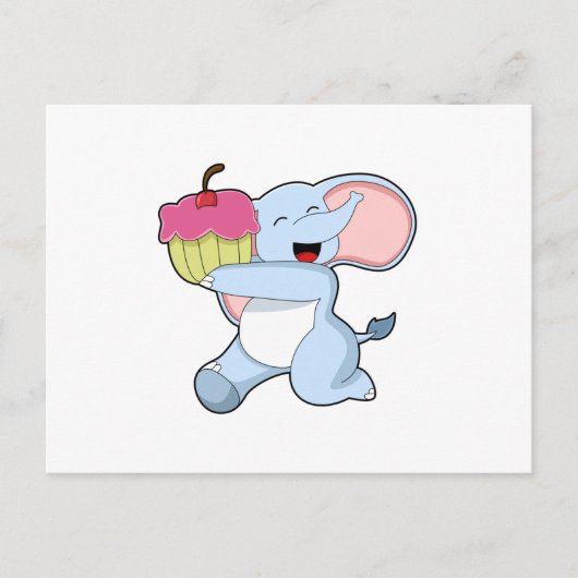 Elephant met Cake Briefkaart (Voorkant)