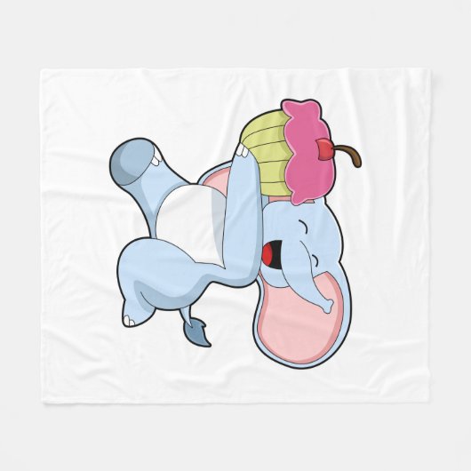 Elephant met Cake Fleece Deken (Voorkant (Horizontaal))