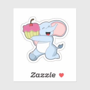 Elephant met Cake Sticker