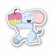 Elephant met Cake Sticker (Voorkant)