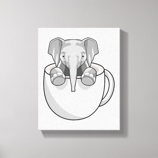 Elephant met Cup Canvas Afdruk (Voorkant)
