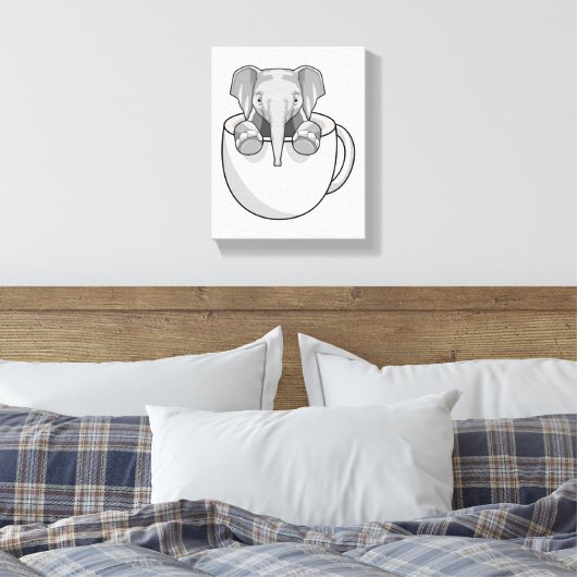 Elephant met Cup Canvas Afdruk (Insitu (Slaapkamer))