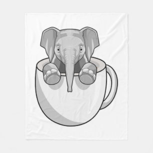 Elephant met Cup Fleece Deken