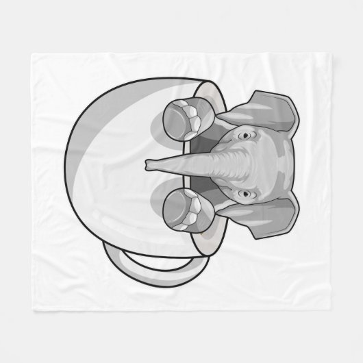 Elephant met Cup Fleece Deken (Voorkant (Horizontaal))